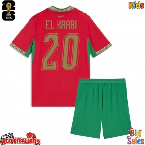 Morocco Ayoub El Kaabi #20 Replica Home Stadium Kit for Kids World Cup 2026 Short Sleeve (+ pants)